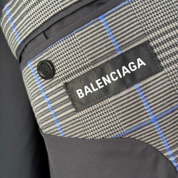 BALENCIAGA: Men's Plaid Oversized Cotton Flap Coat - 46 - Picture 8 of 12